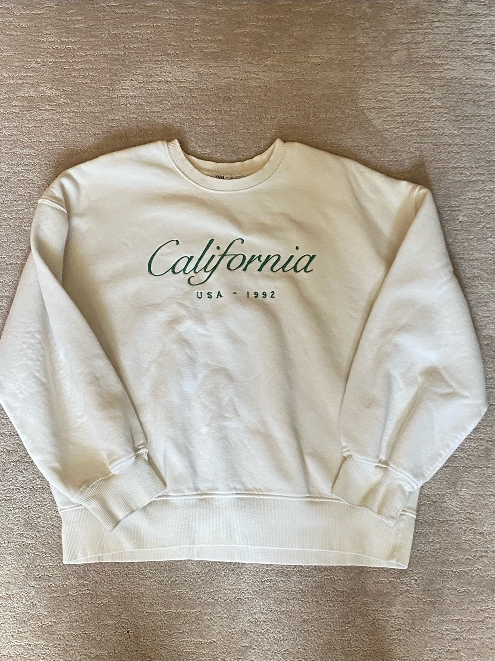 Zara California Graphic Crewneck Sweatshirt in Cream